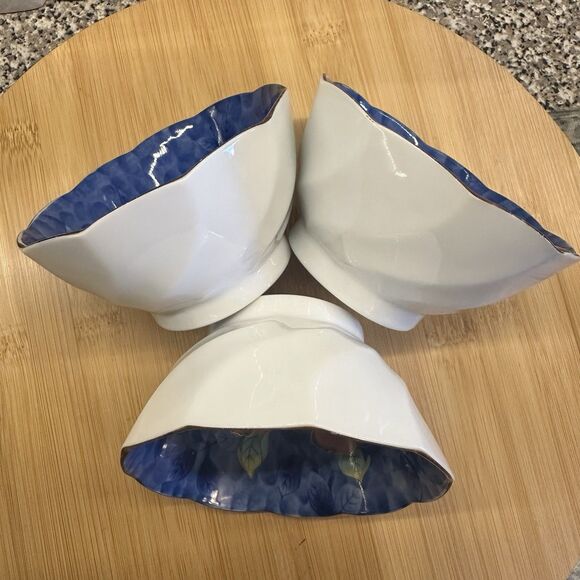 Vintage Japanese Porcelain Arita Juzan Gama Namasu Showa Peony Bowls Set Of 3 - Picture 6 of 12